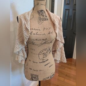Crocheted Ruffle Knit BCBG Bolero